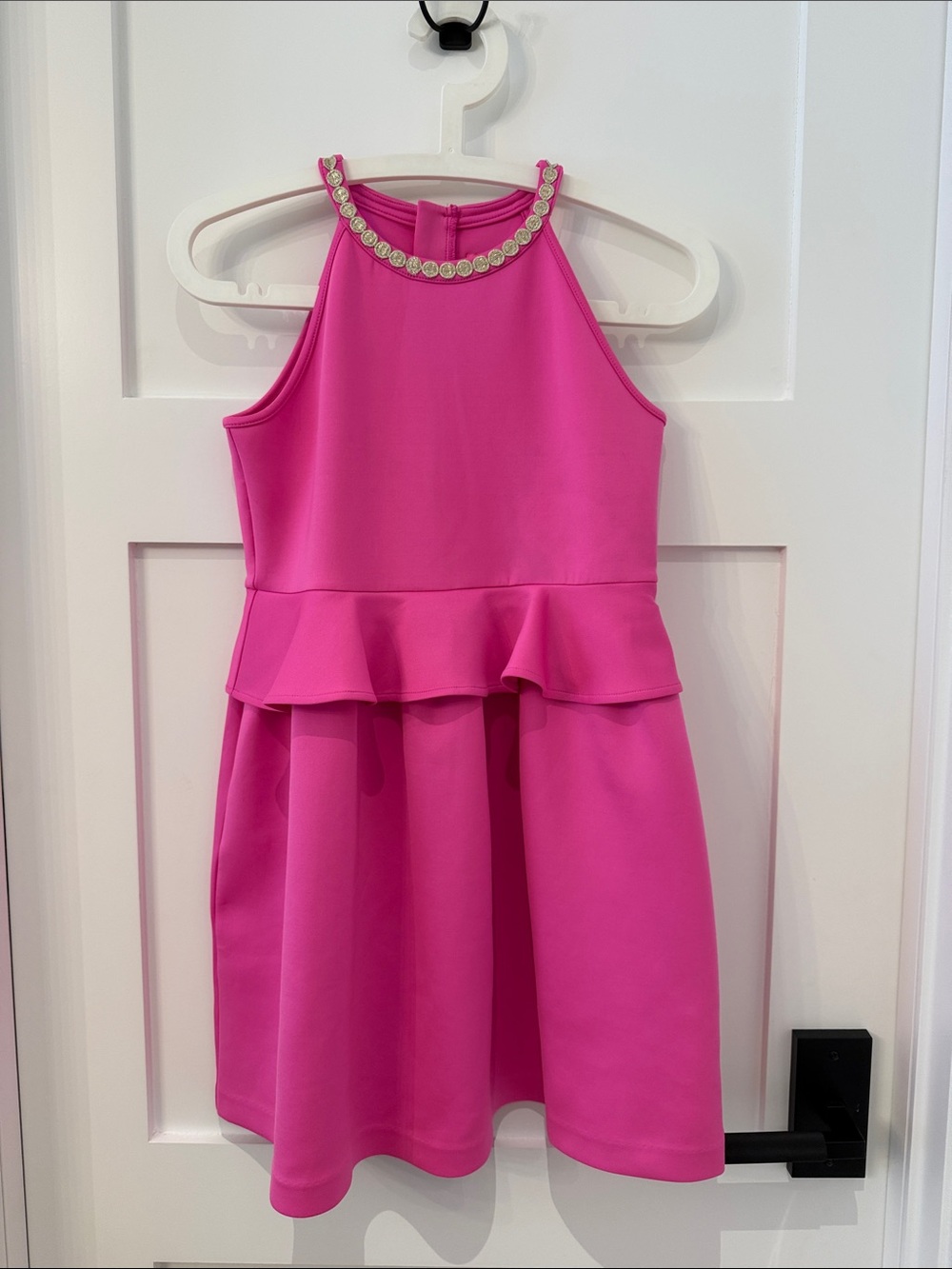 Lilly Pulitzer Hot Pink Peplum Dress with Beaded Neckline TWEEN GIRL TEEN 12-14